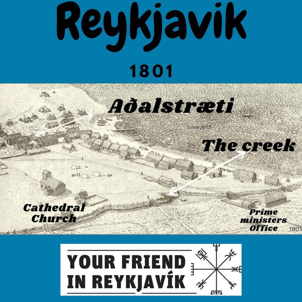 This is a drawing of Reykjavik dating back to the year 1801