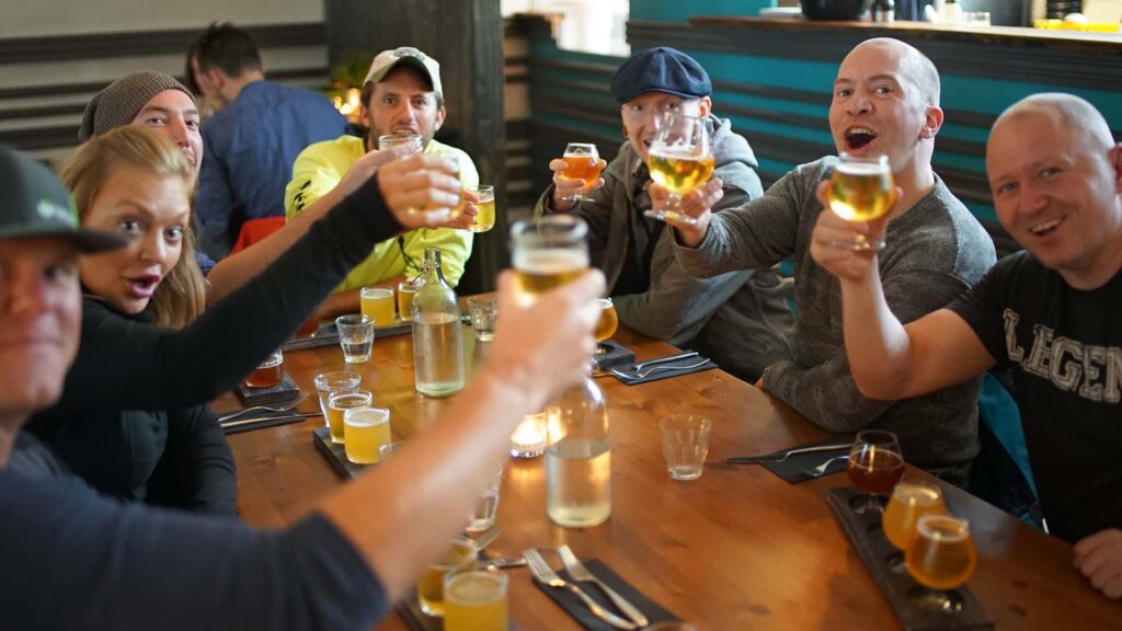 Group of men enjoying a beer