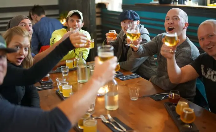 Group of men enjoying a beer