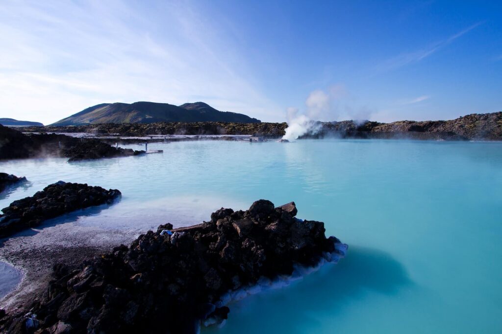 The Blue Lagoon in Iceland on a clear sunny day