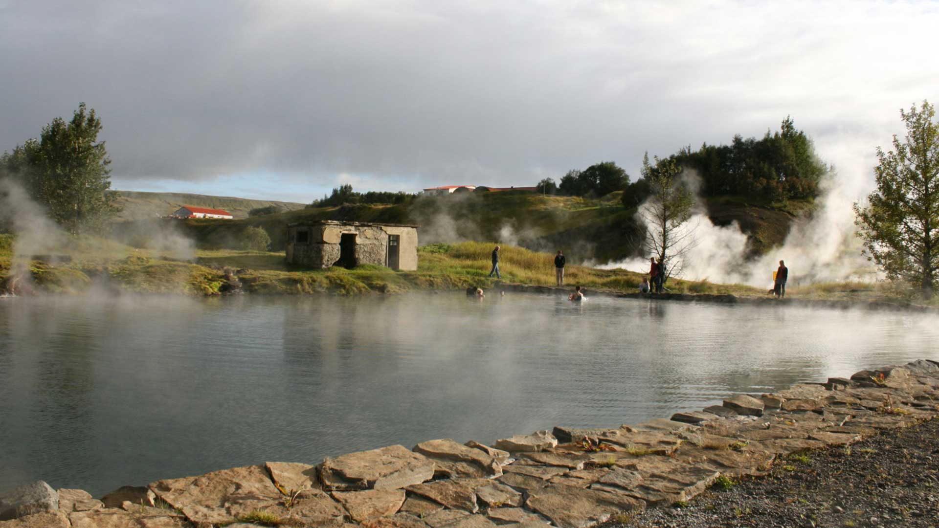 You can relax in the Secret Lagoon during the Golden Circle Platinum Tour