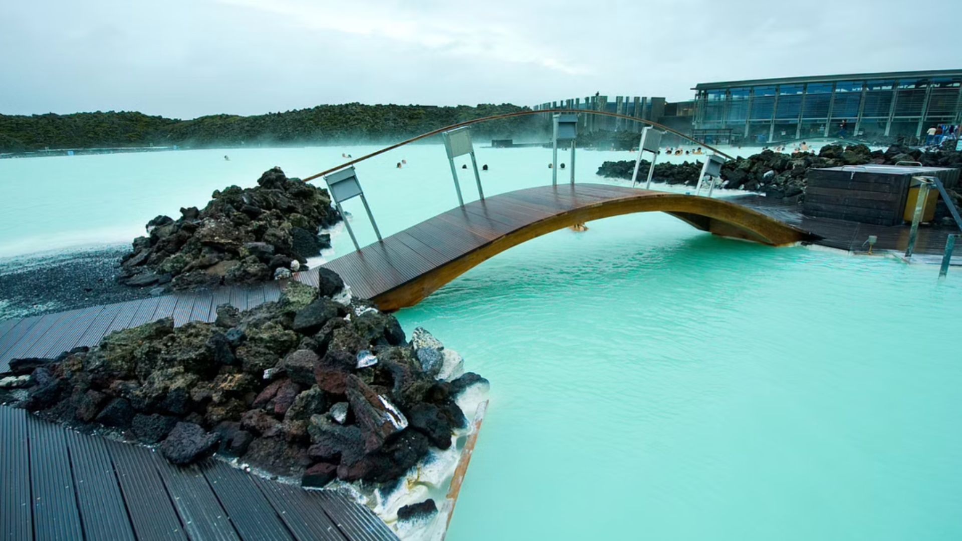 The bridge in the Blue Lagoon in Iceland