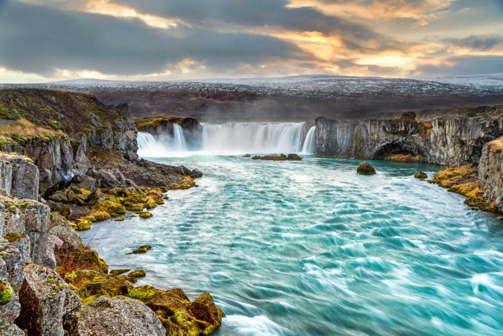 Goðafoss Waterfall in the North-waterfall of the Gods