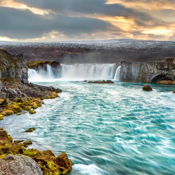 Goðafoss Waterfall in the North-waterfall of the Gods