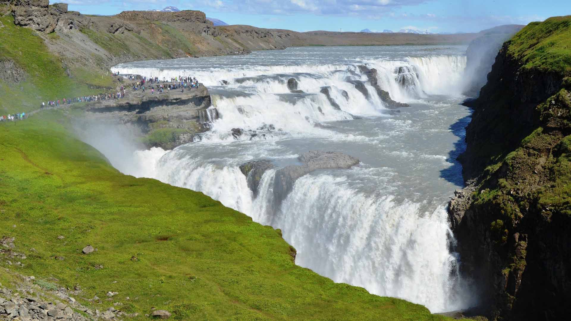 Gullfoss or Golden Waterfall in Iceland is a part of the Golden Circle, the best attractions in Iceland
