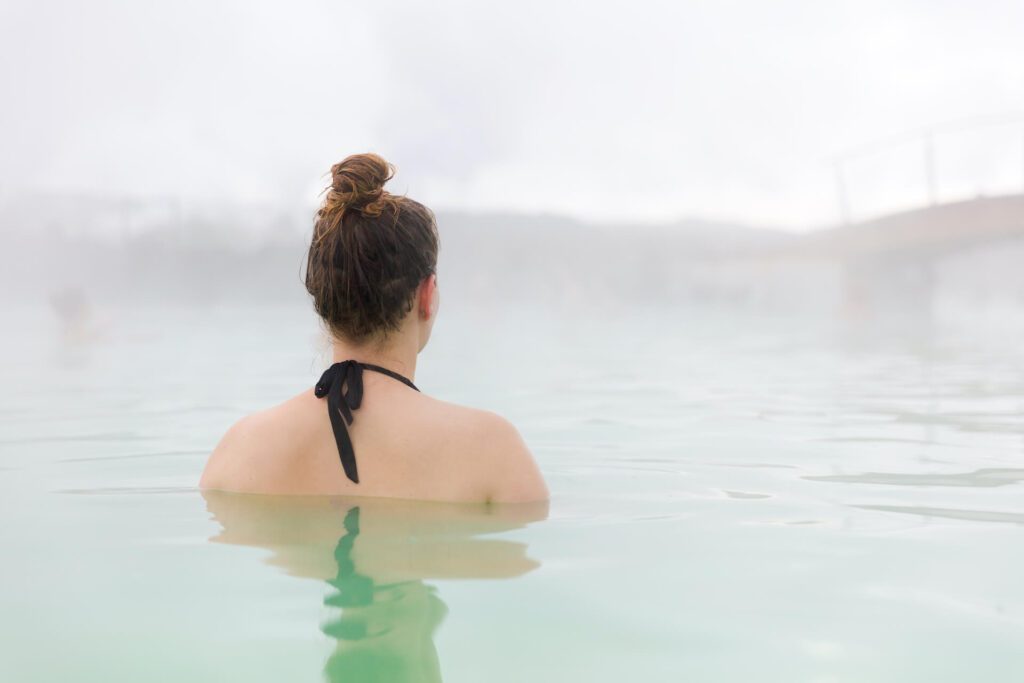 Woman relaxing in the blue lagoon Iceland