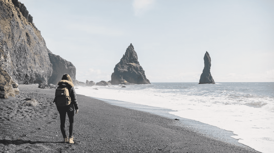 Reynisfjara is the most popular black sand beach in Iceland, on the South Coast