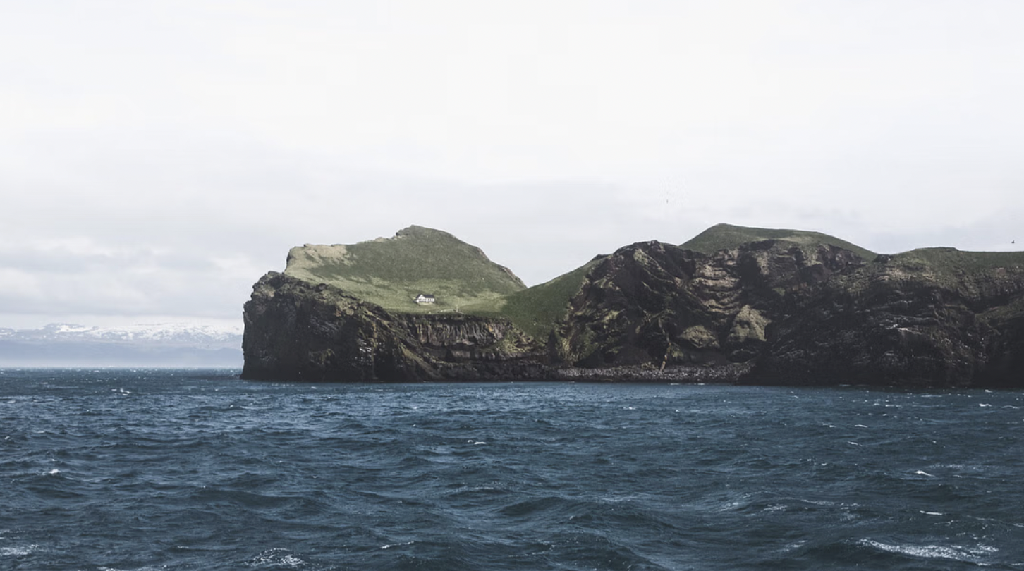 A single house in the middle of nowhere Westman Islands in Iceland