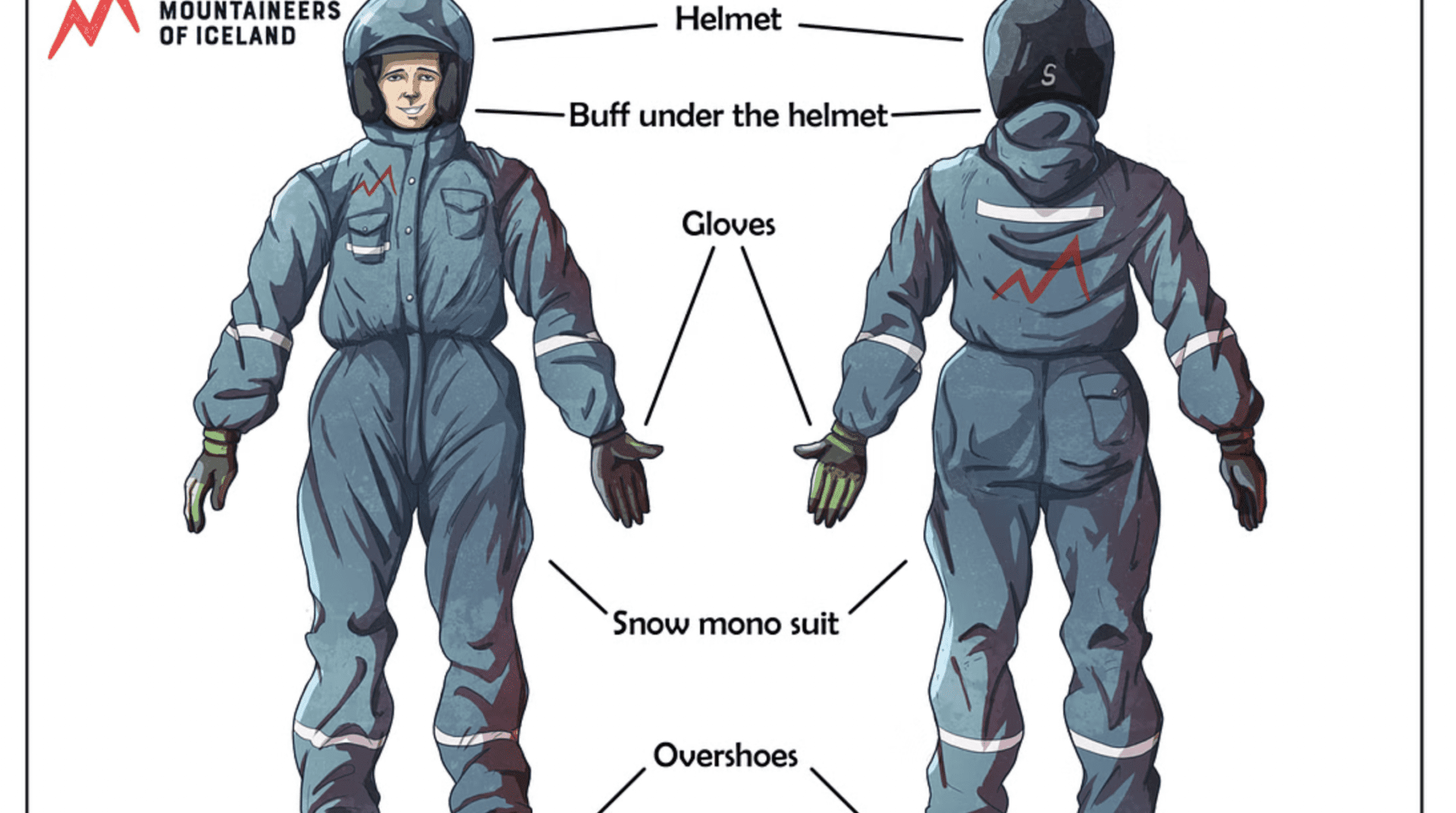 Snowmobile overalls are provided by the tour operator