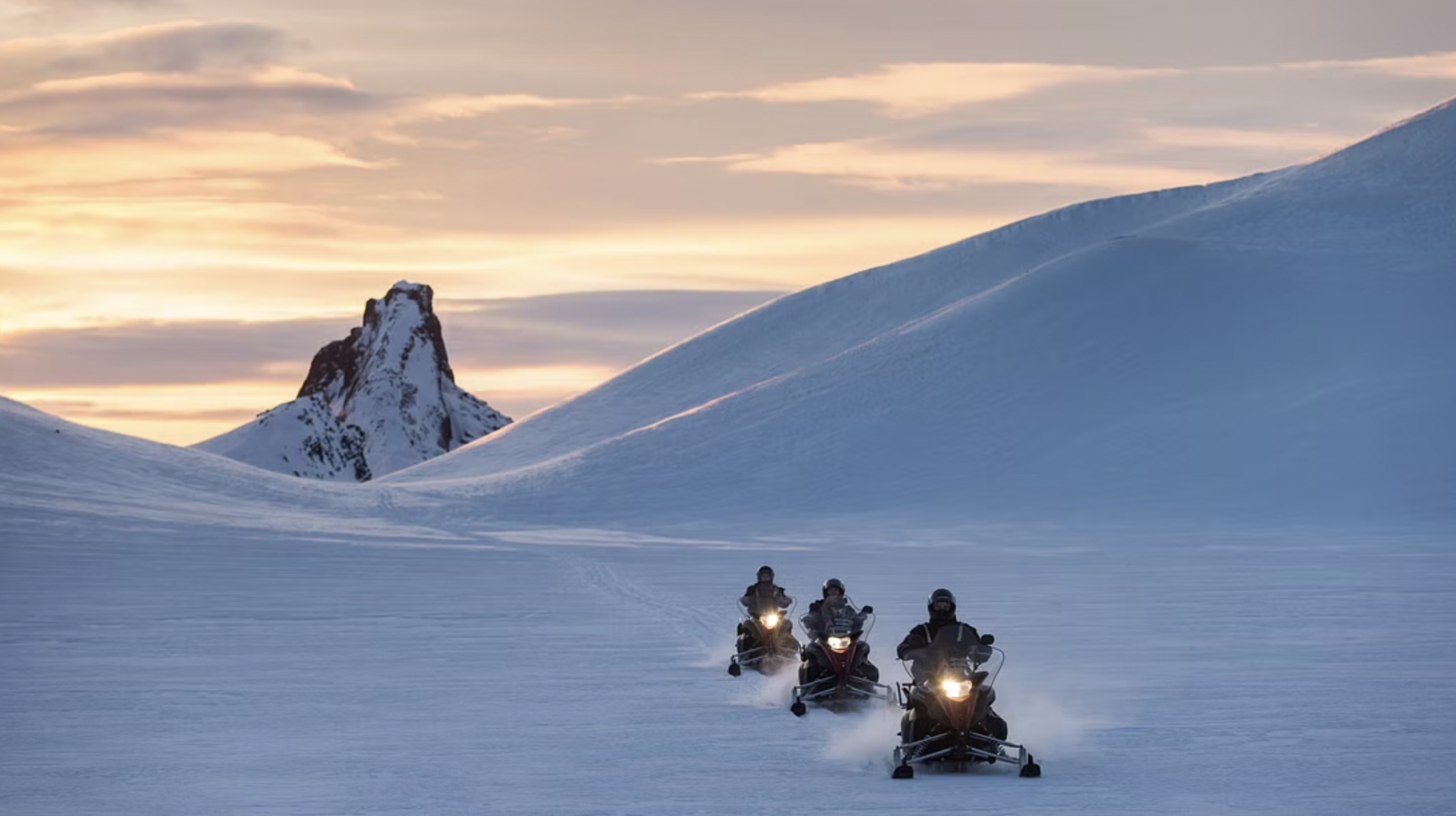 Snowmobiling on the glacier is one of the best attractions in the Golden Circle in Iceland