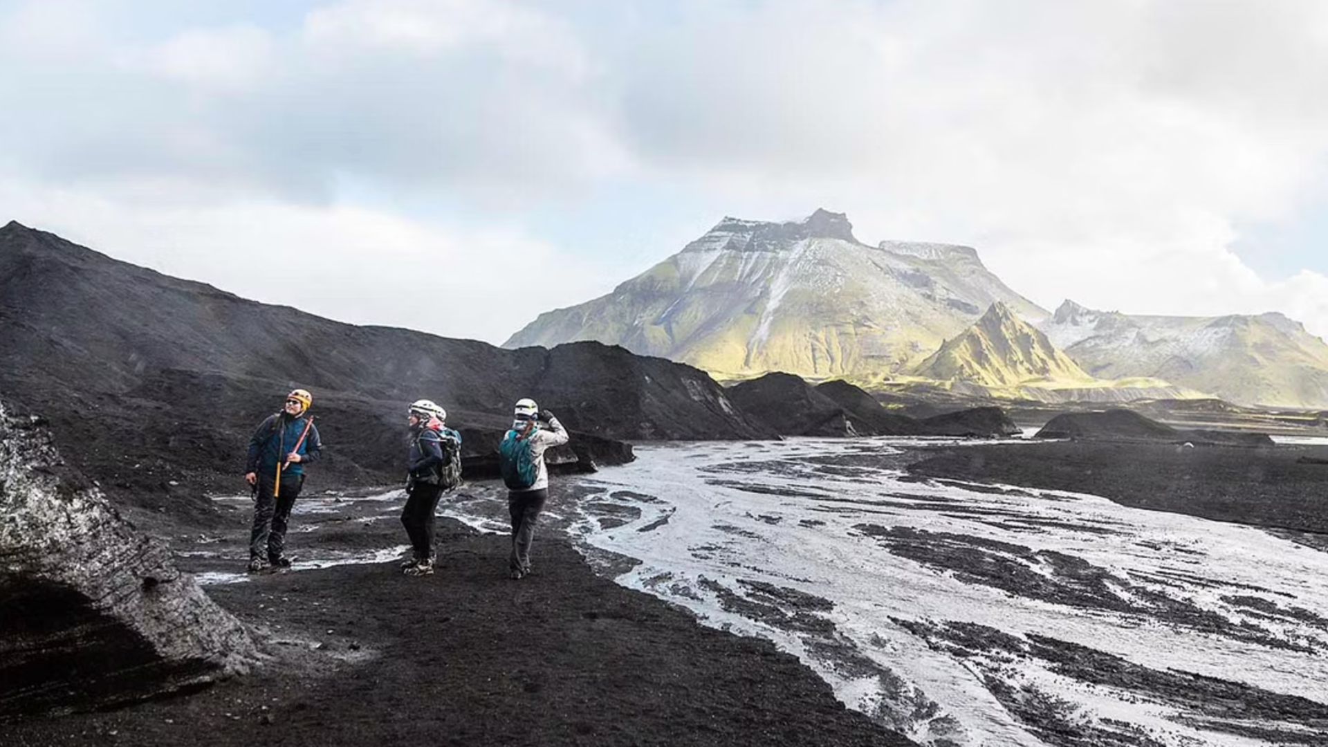 People walking on the glaciers in South Iceland