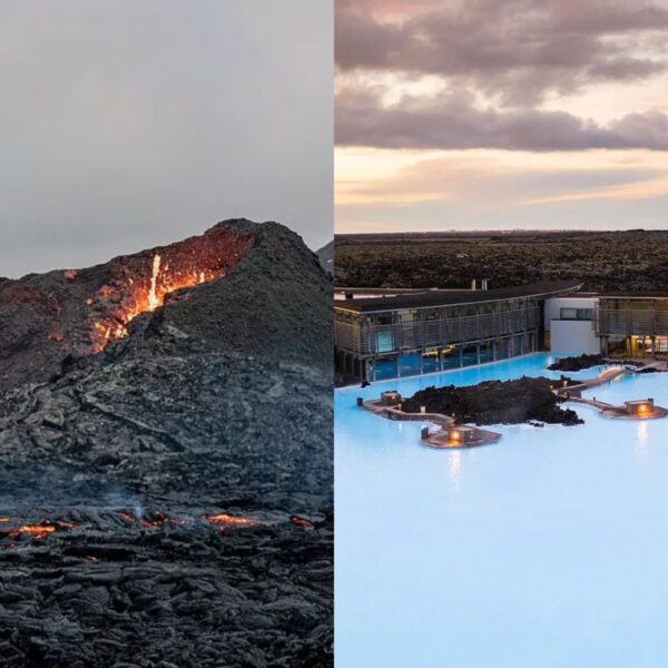 Active volcano and the Blue Lagoon
