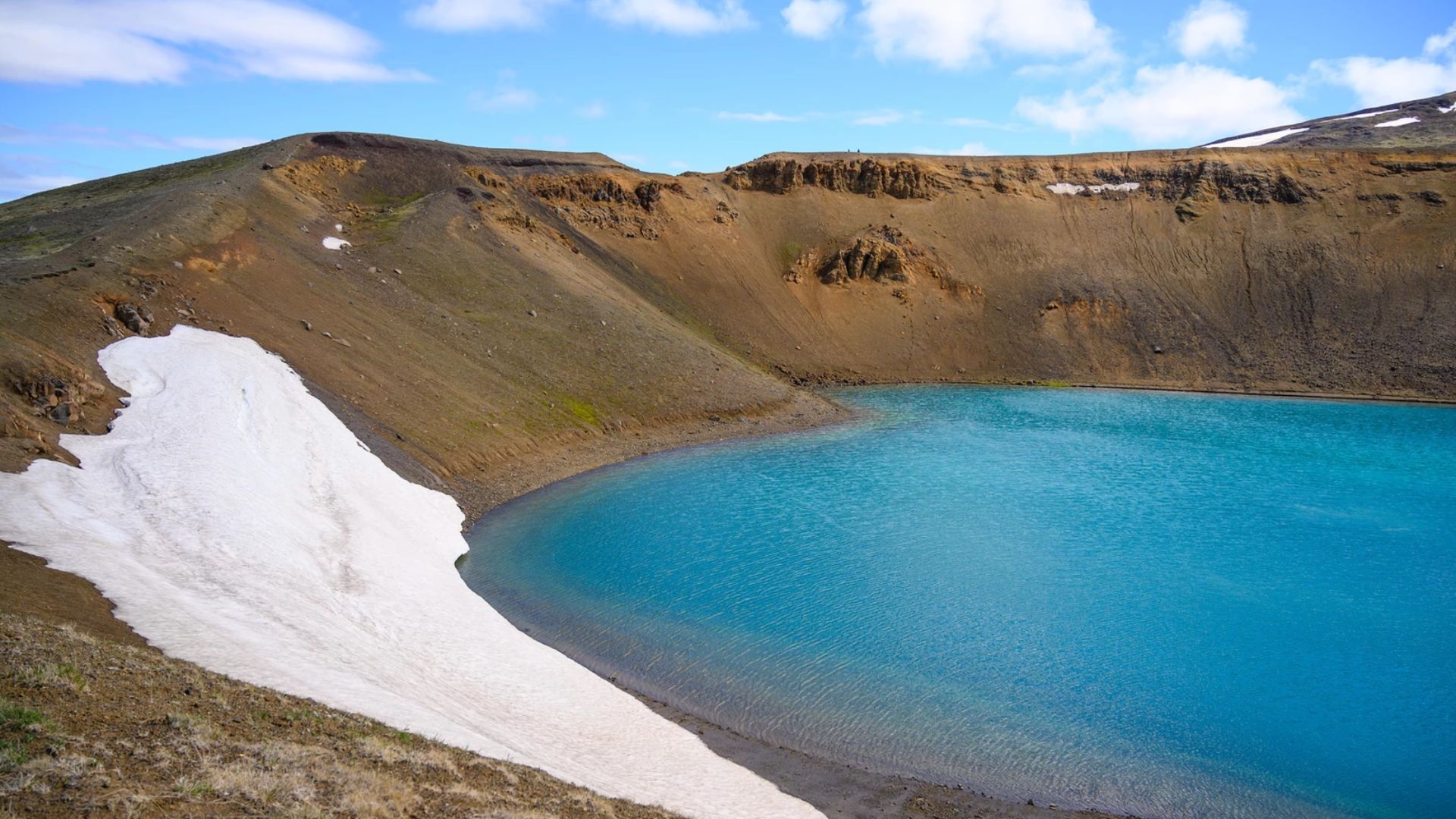 Viti crater with blue lake in North Iceland