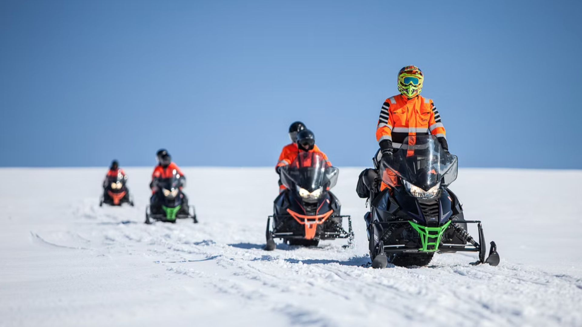 Snowmobile on the glacier in South Iceland