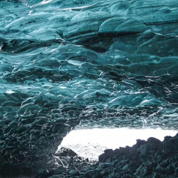 Inside the ice cave in Iceland