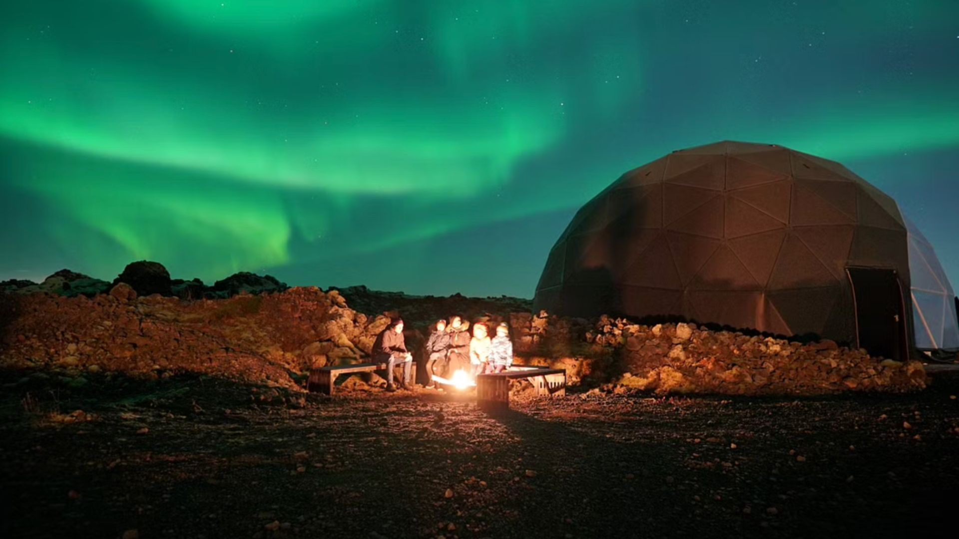 The Northern Lights at the Aurora Basecamp in Iceland