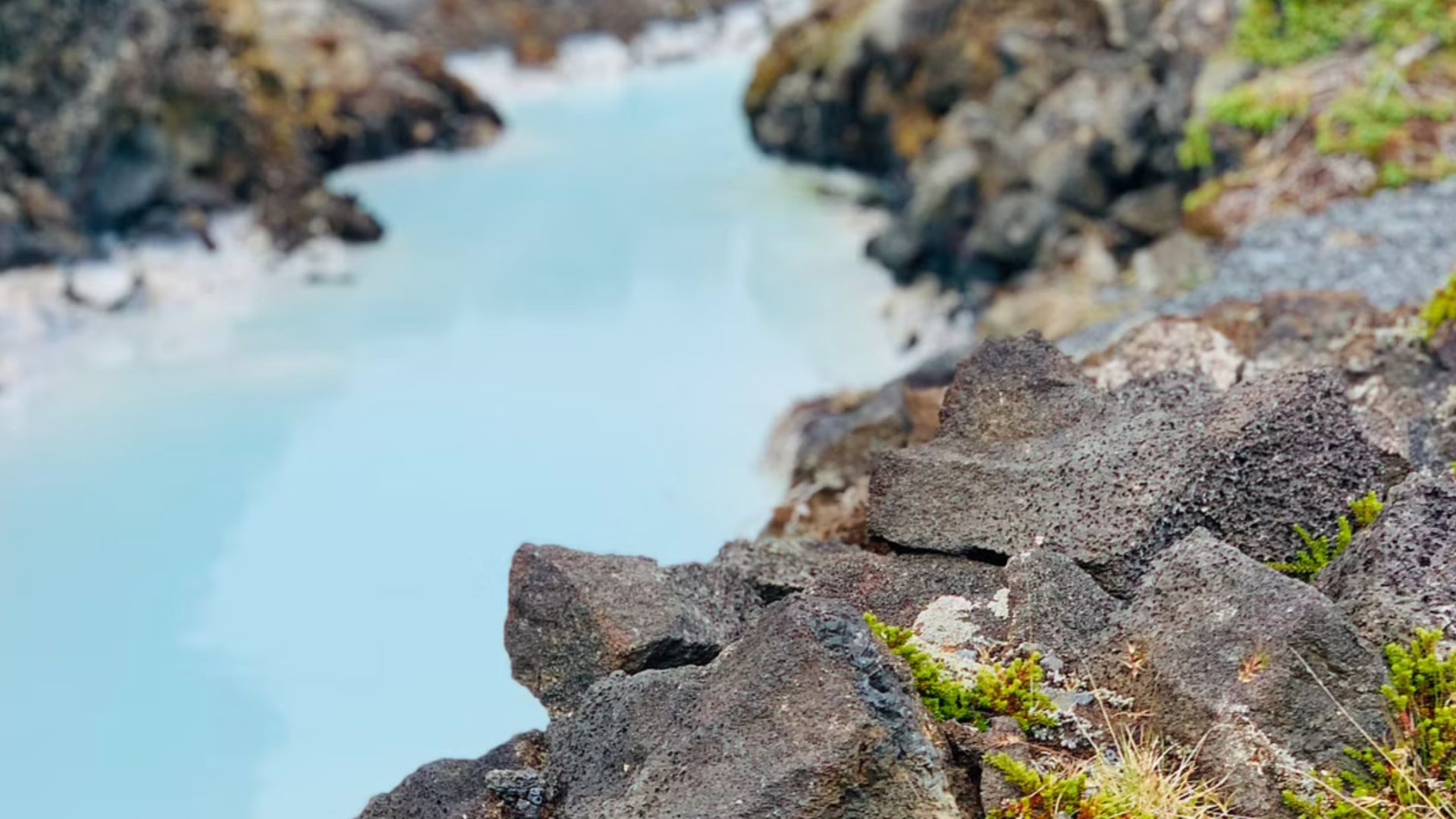 Milky blue water in the Blue Lagoon in Iceland