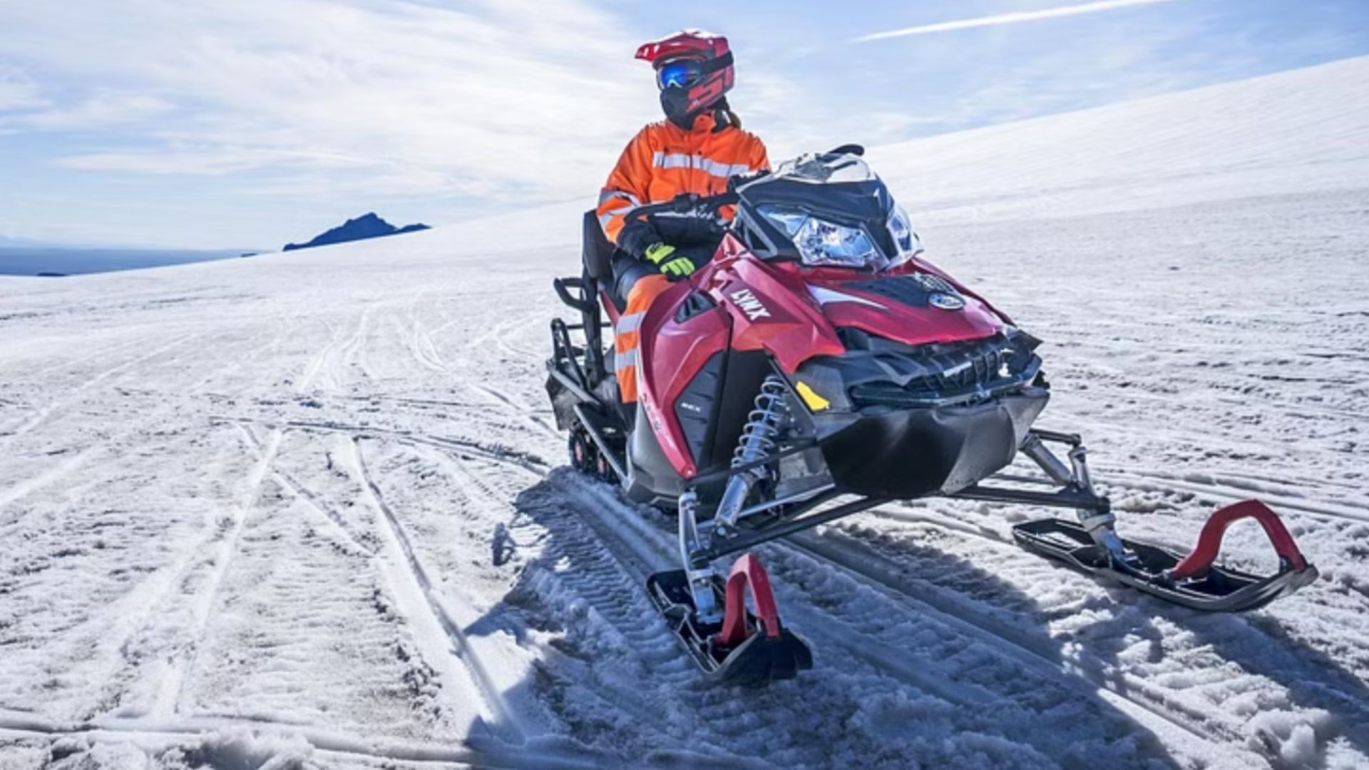 Snowmobile on the glacier in Iceland