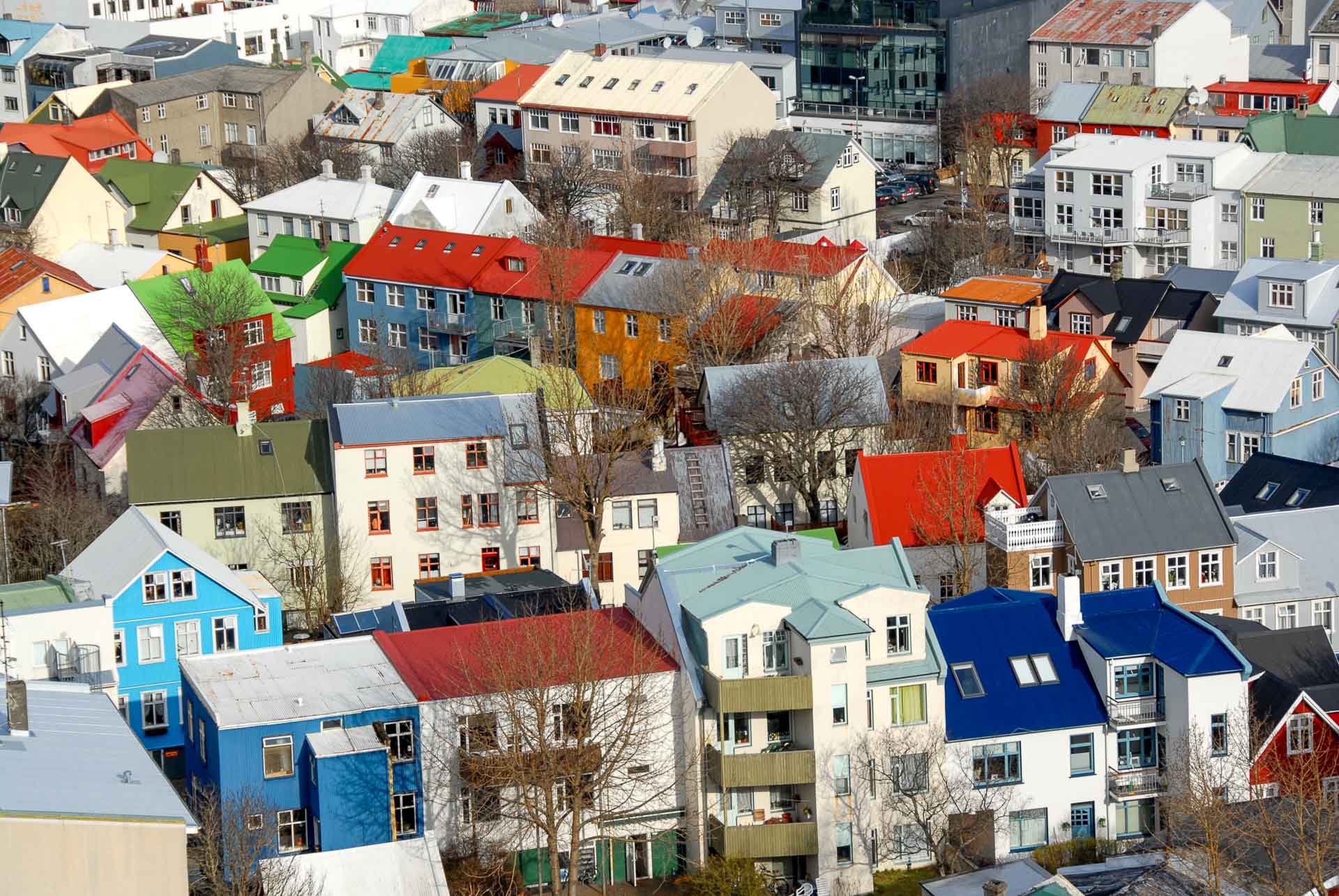 Colorful reykjavik houses top