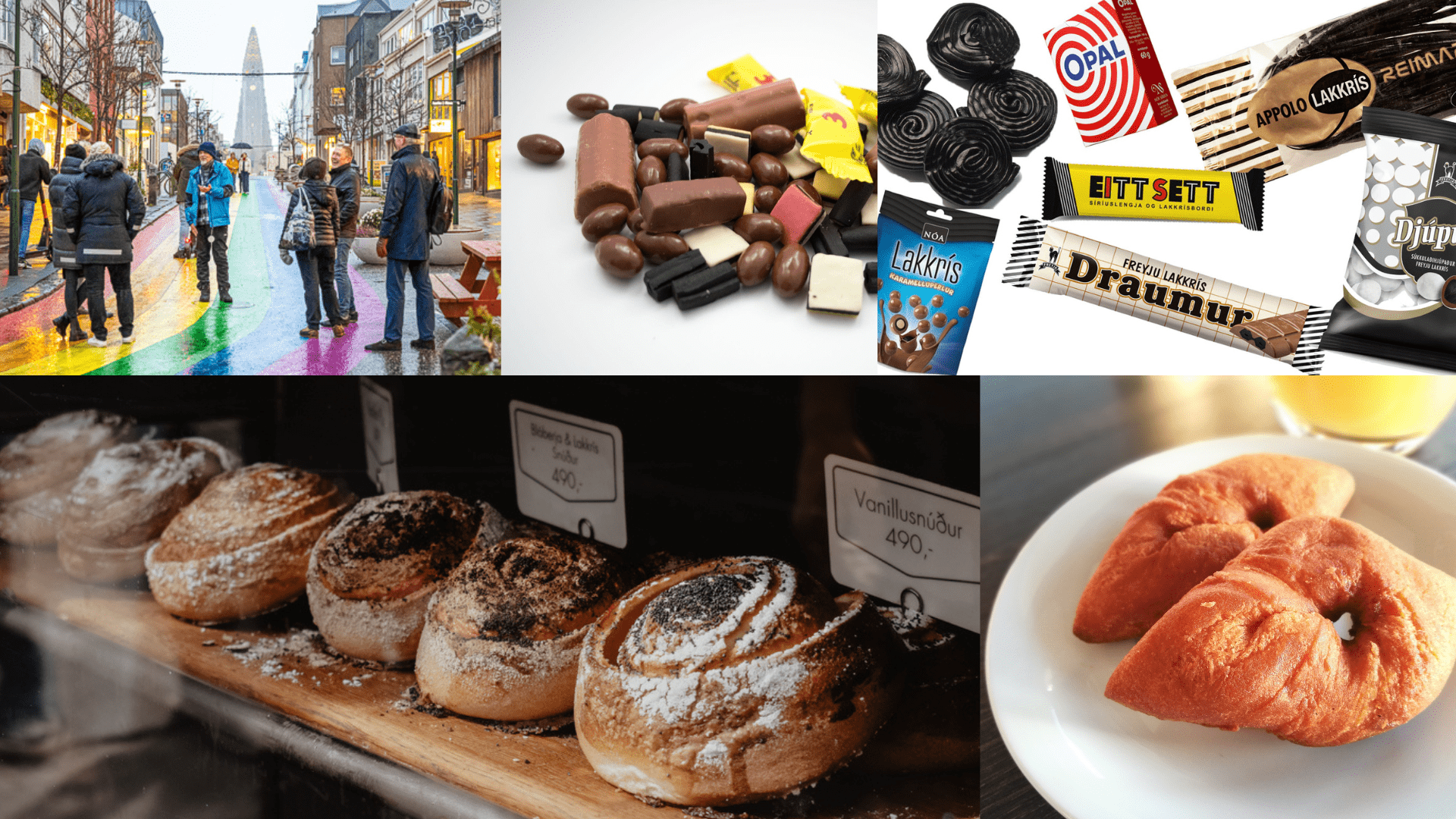 A collage of the different treats awaiting you on our Icelandic Sweet Tooth Tour