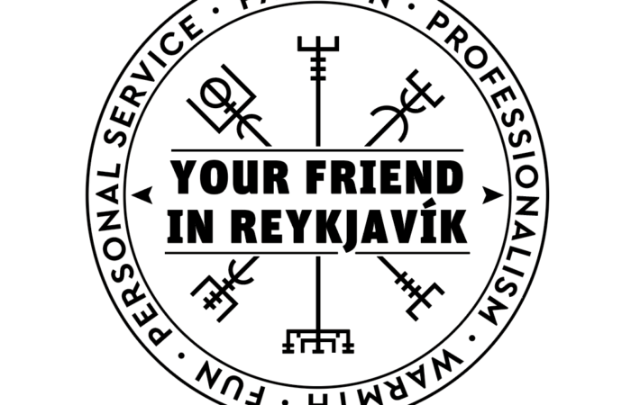 Logo of Your Friend in Reykjavik featuring Icelandic symbols and text.
