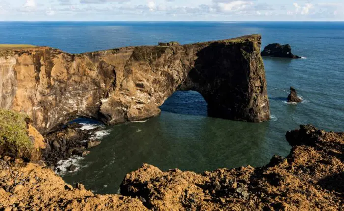 A rocky outcrop above the sea