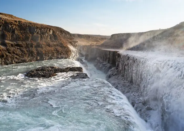 A large, roaring waterfall