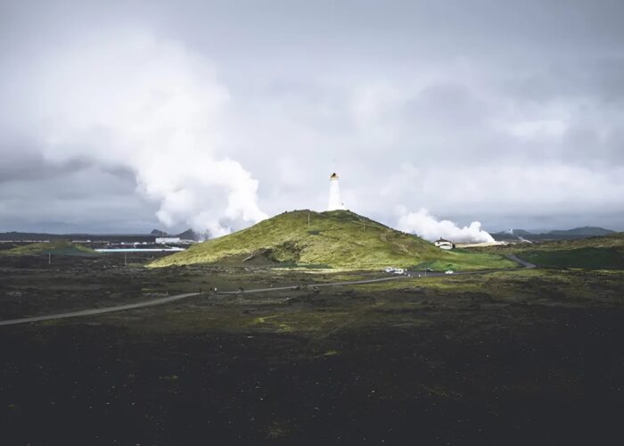 Reykjanesviti lighthouse in Reykjanes geothermal area