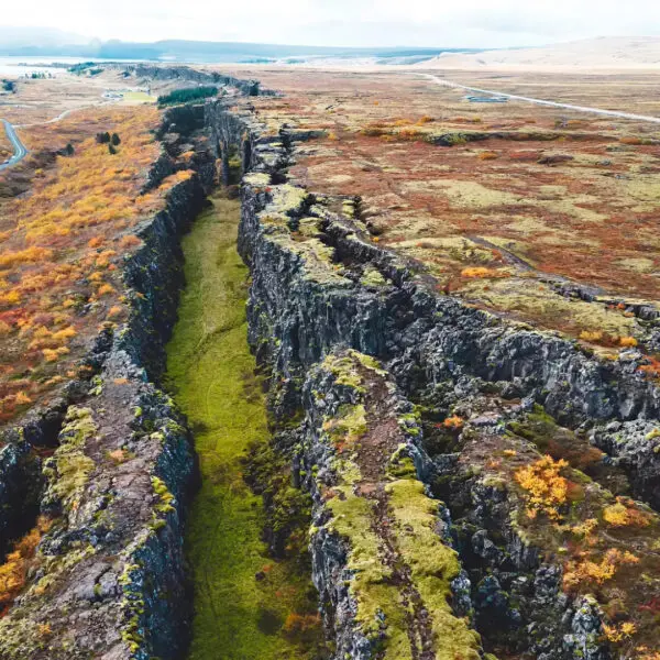 The dramatic rift at Thingvellir National Park showcases the meeting point of two continents, a highlight of the Golden Circle Express tours
