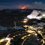 A drone shot of the Blue Lagoon as seen on the Private Reykjanes Peninsula Serenity Tour